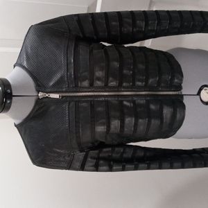 Dex Faux Leather With Sheer Striped Top/Jacket Size Small